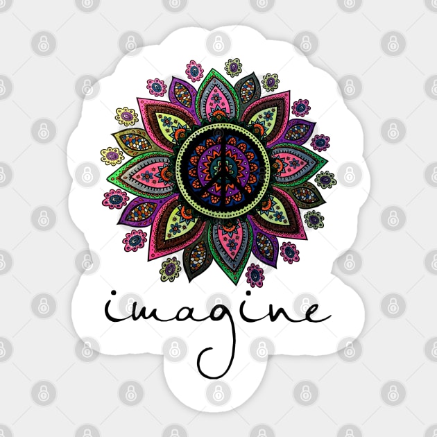 Imagine Hippie Flower Sticker by Raul Caldwell